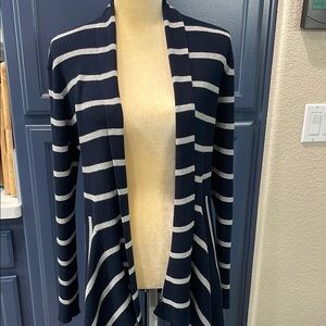Carmen Marc Valvo Blue and Gray Cardigan Sweater